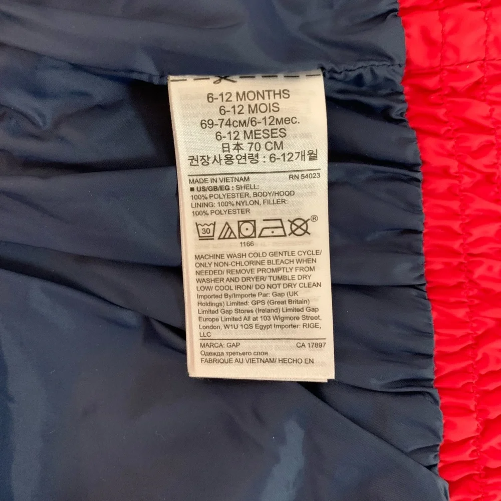 Baby Gap Puffer Vest, 6-12 months